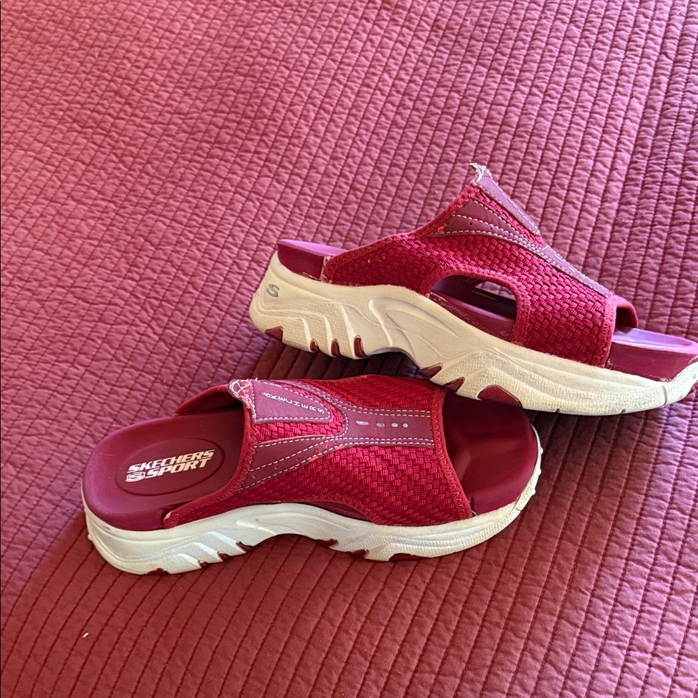 Skechers Women's Burgundy Slide Sandals